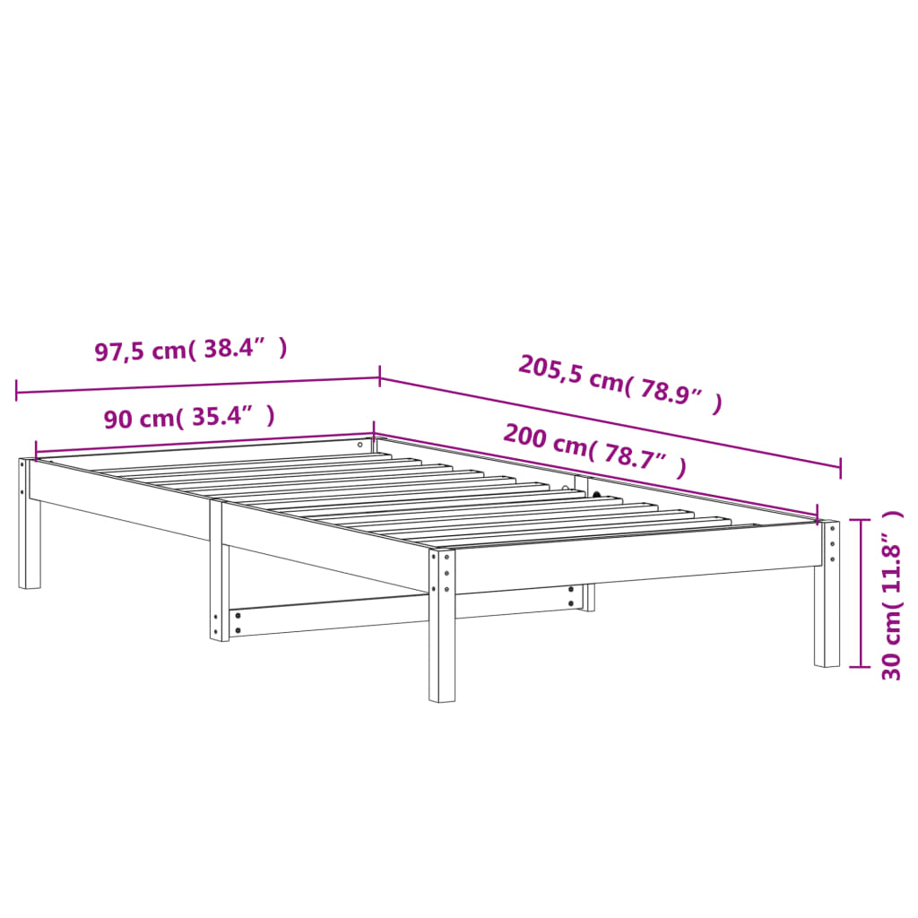 Day Bed without Mattress Wax Brown 90x200 cm Solid Wood Pine
