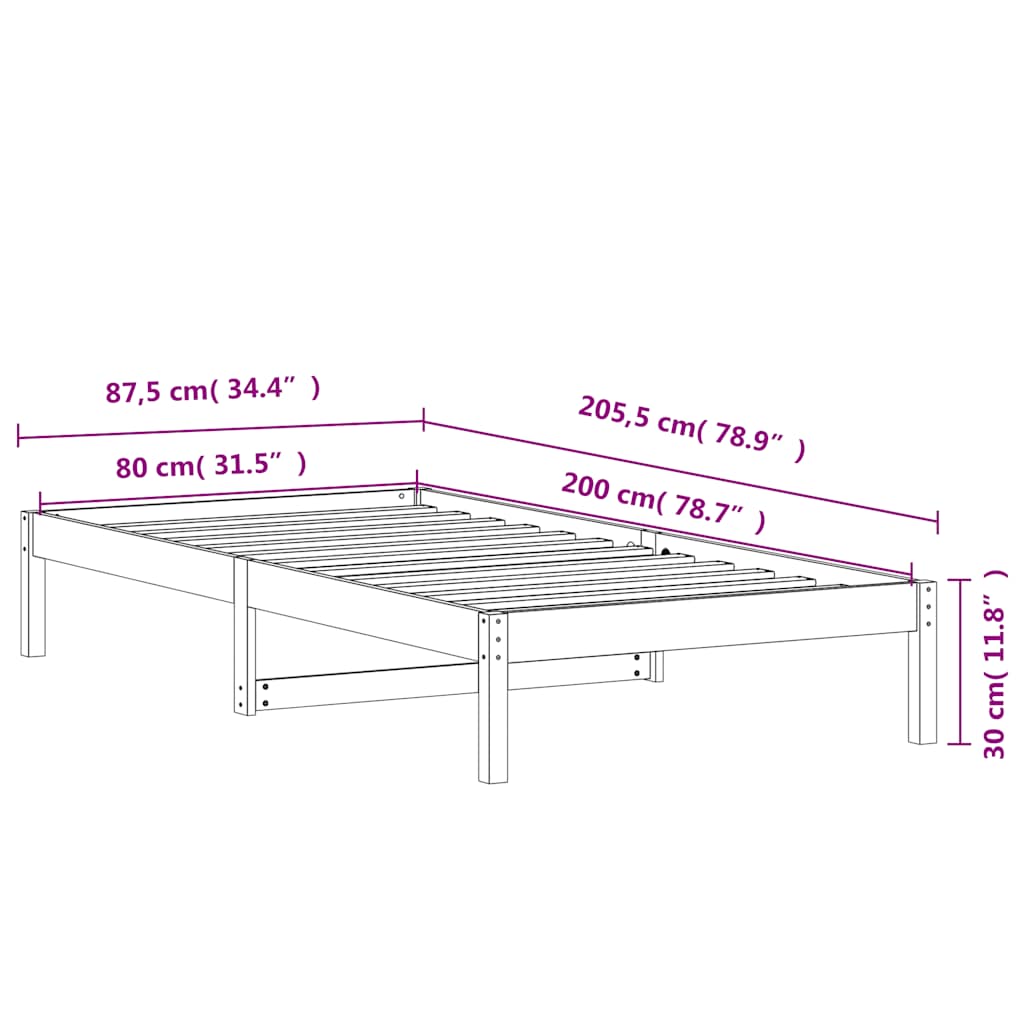 Day Bed without Mattress Wax Brown 80x200 cm Solid Wood Pine
