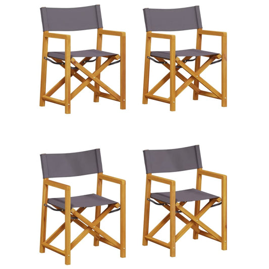 4 Piece Folding Chairs Dark Grey Fabric