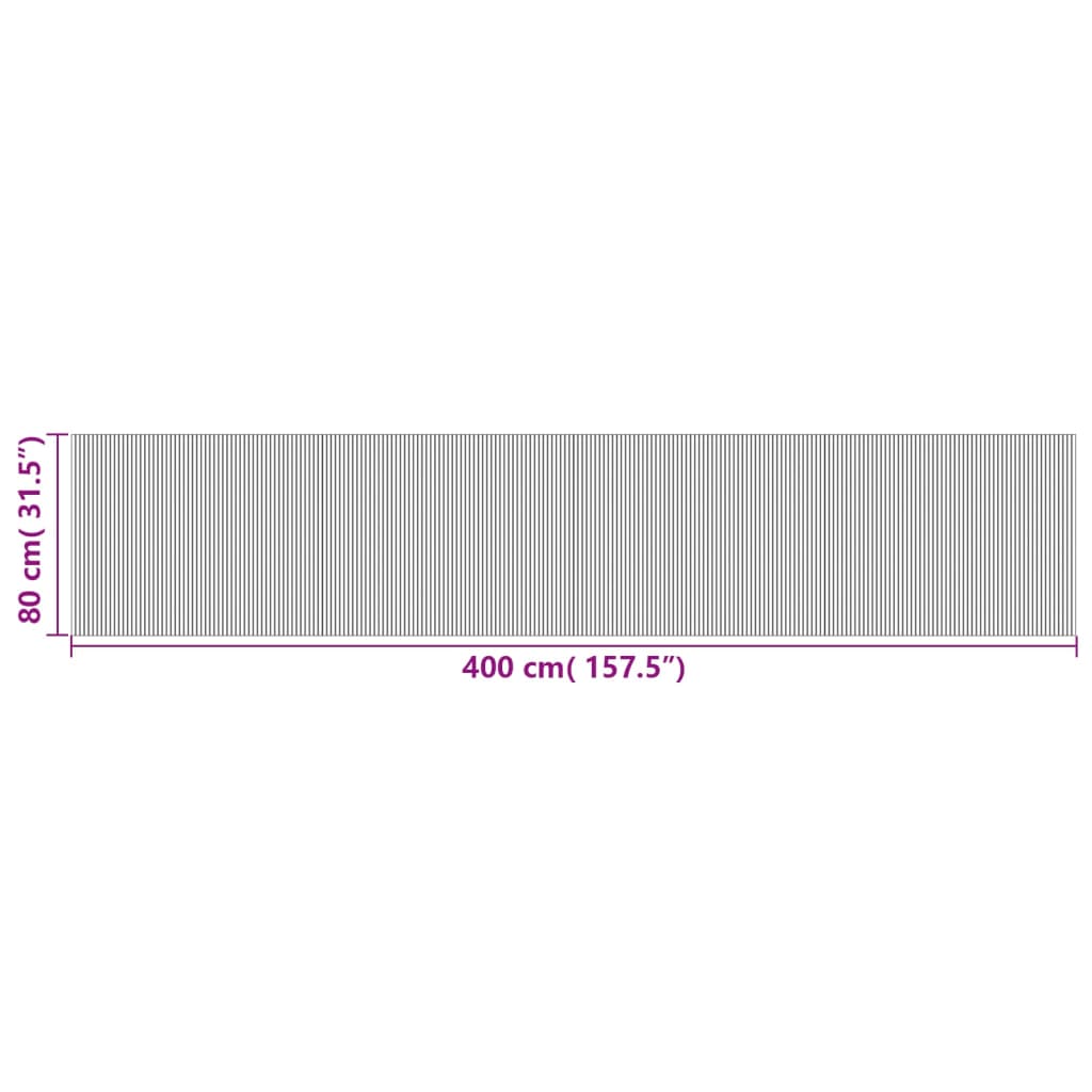 Rug Rectangular Light Nature 80x400 cm Bamboo