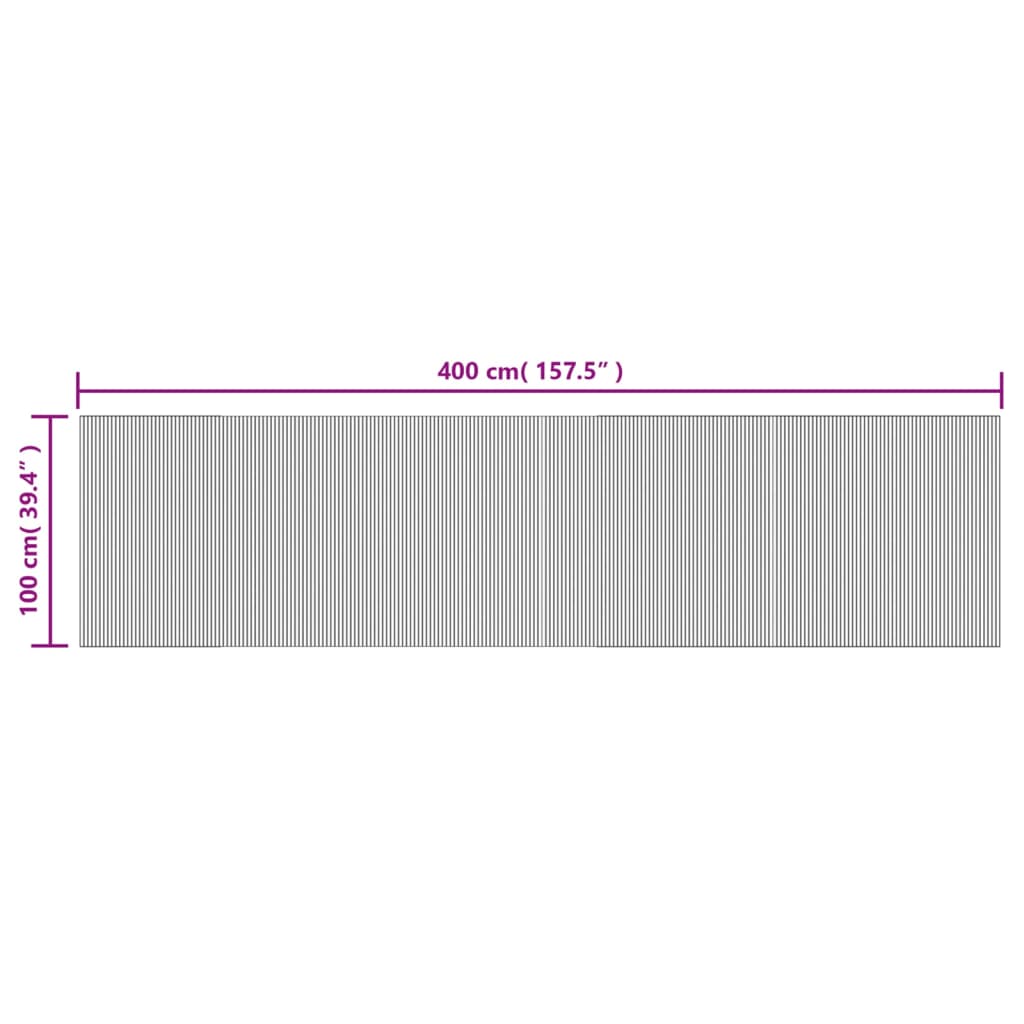 Rug Rectangular Black 100x400 cm Bamboo