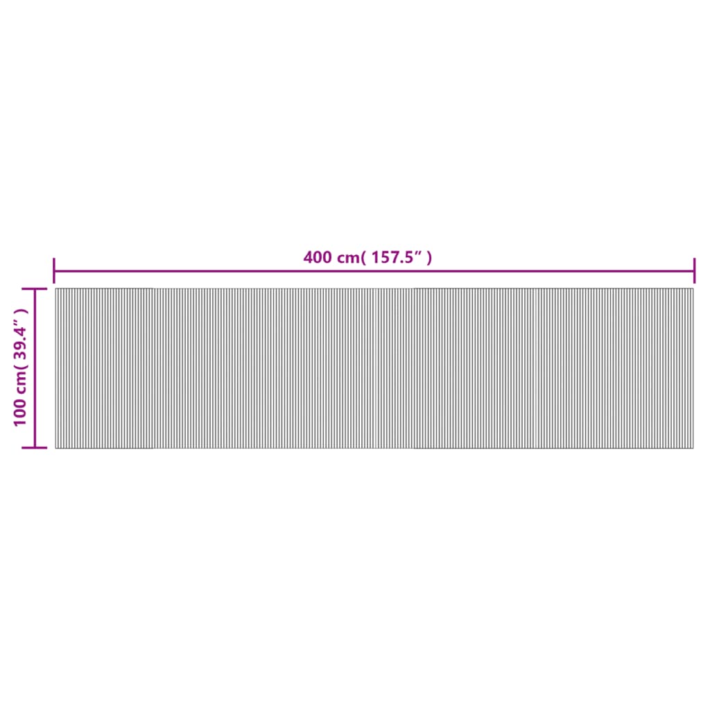 Rug Rectangular Light Nature 100x400 cm Bamboo