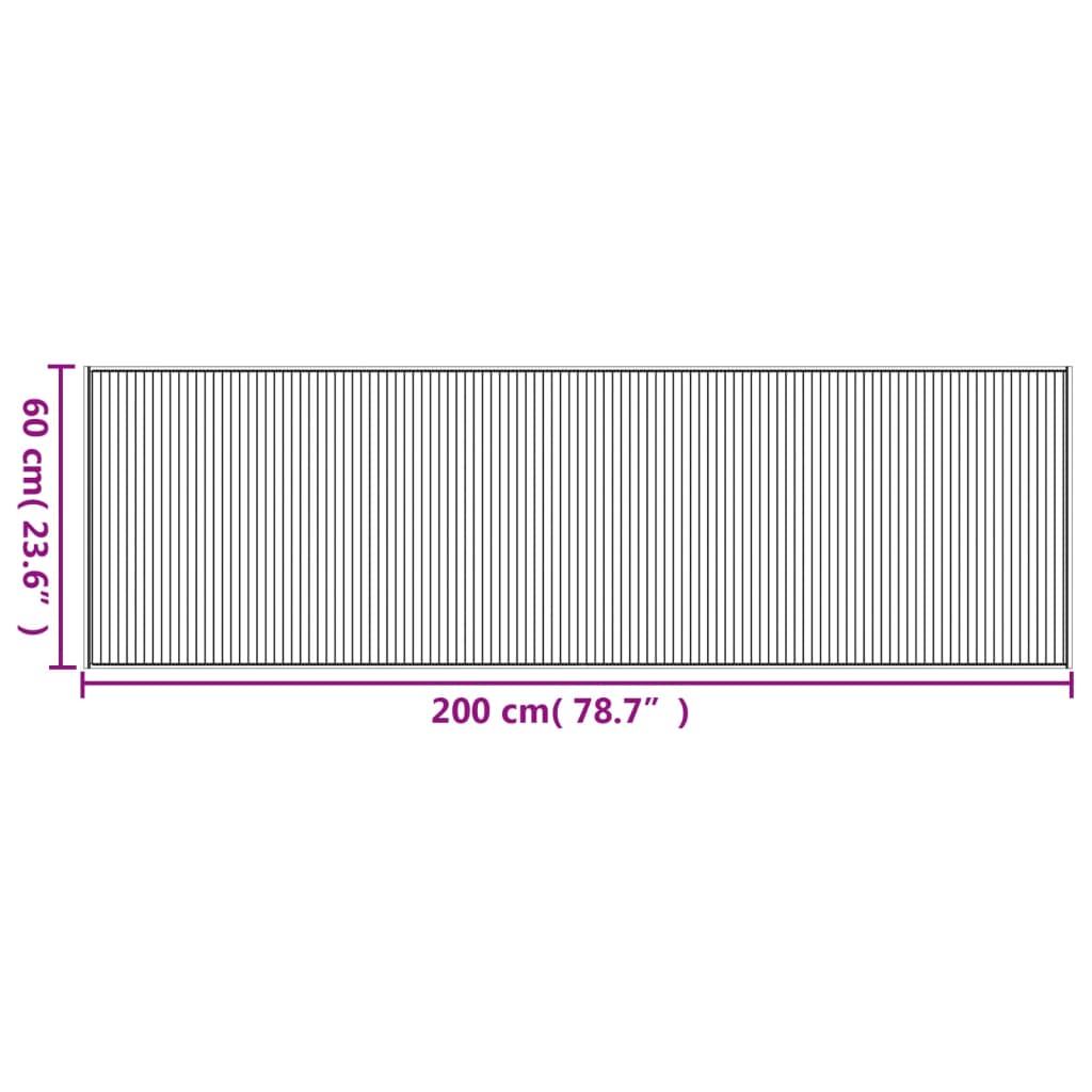 Rug Rectangular Black60x200 cm Bamboo
