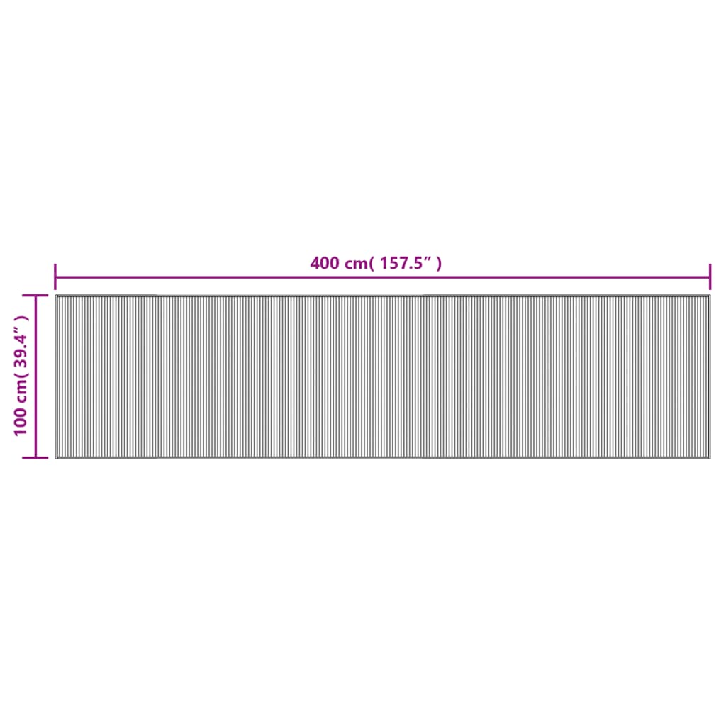 Rug Rectangular Black100x400 cm Bamboo