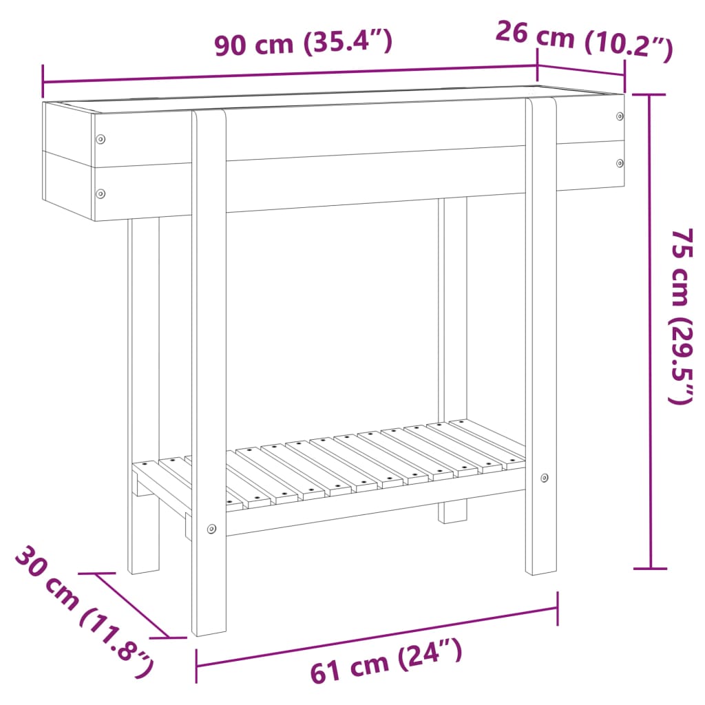Garden Raised Bed 35.4"x11.8"x29.5" Solid Wood Acacia