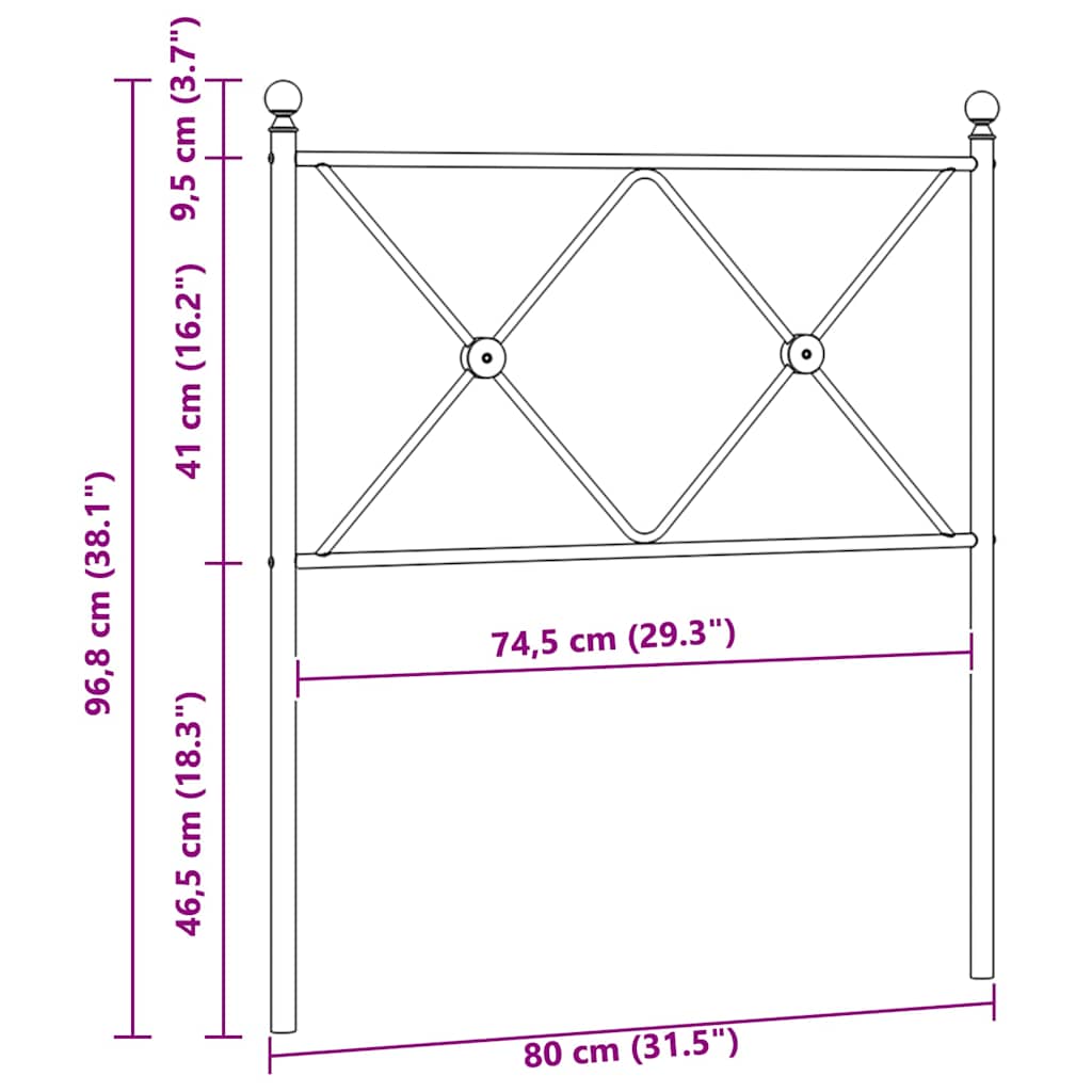 Metal Replace Headboard Black 75cm