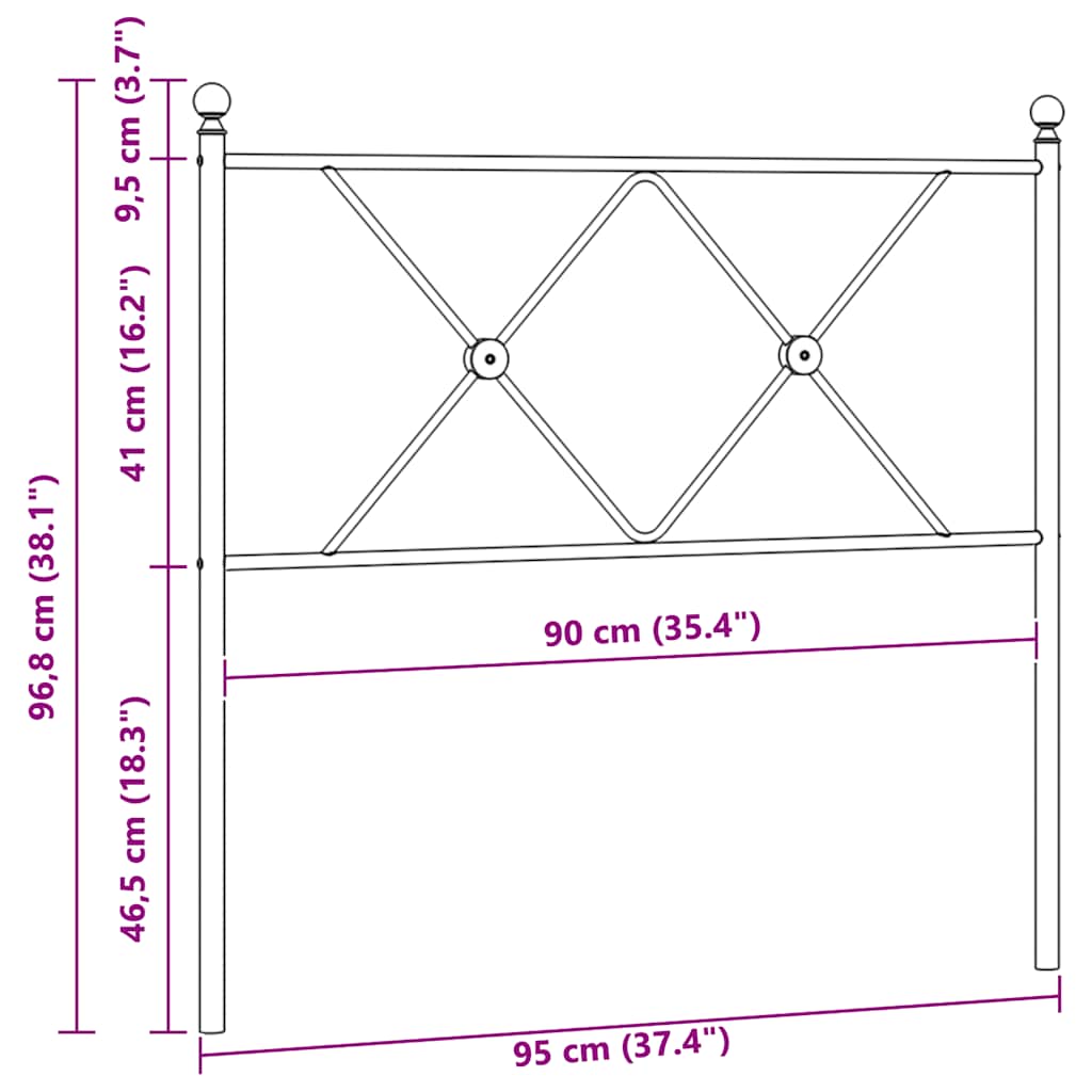 Metal Replace Headboard Black 90cm