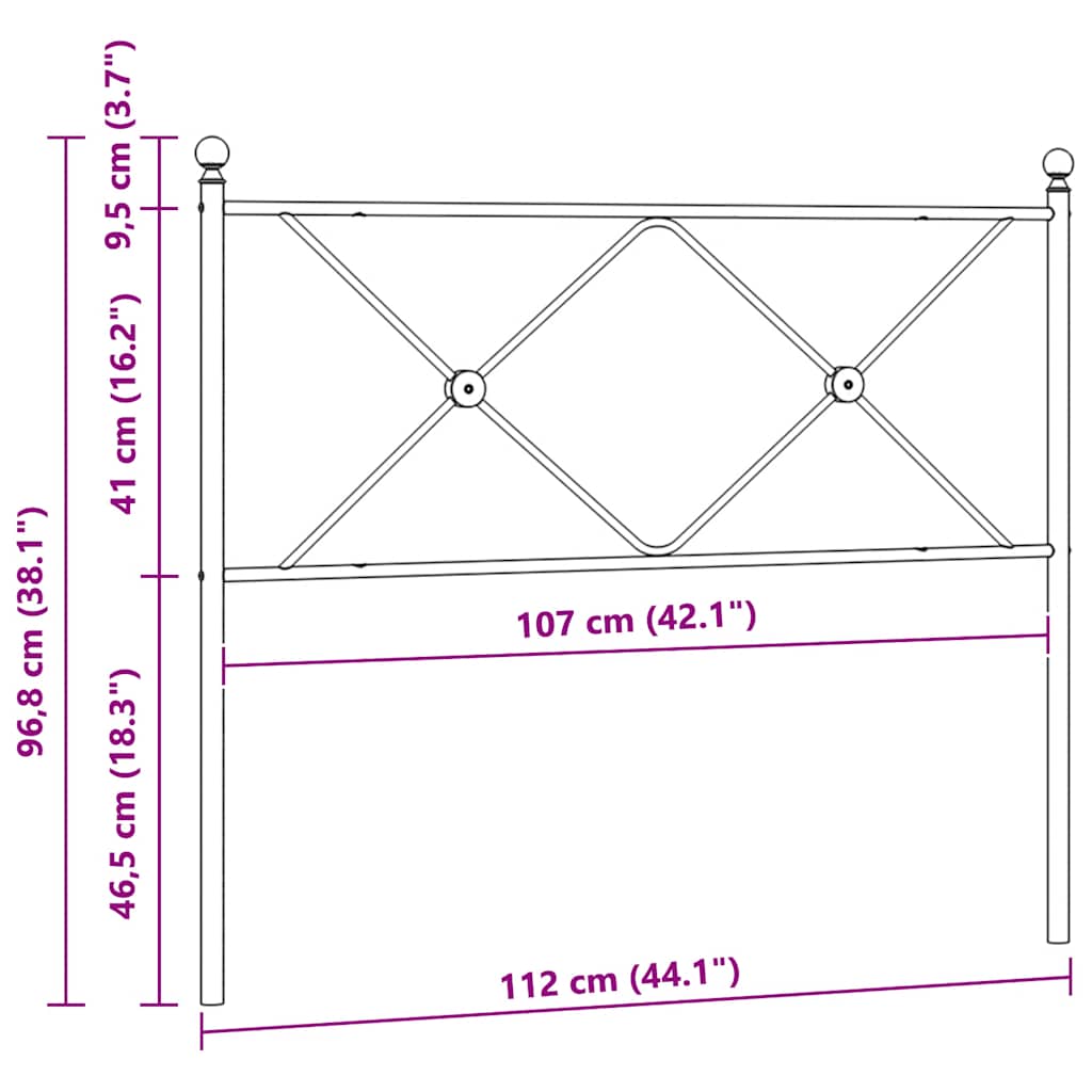 Metal Replace Headboard Black 107cm