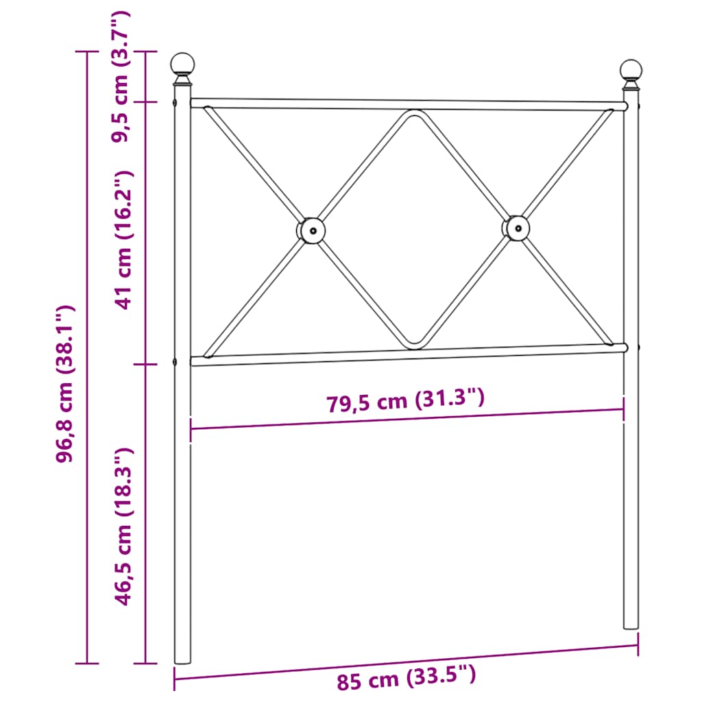Metal Replace Headboard White 80cm