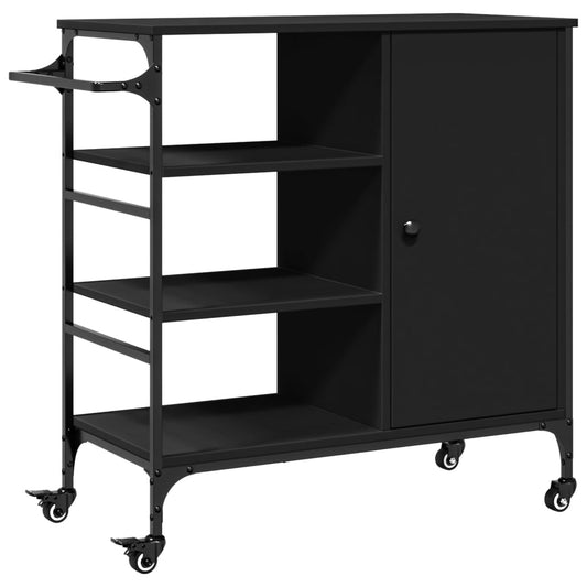 Kitchen Trolley Black 87.5x38.5x84.5 cm Engineered Wood