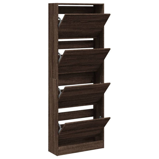 Shoe Cabinet Brown Oak 60x21x163.5 cm Engineered Wood