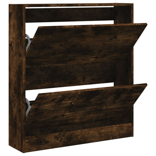 Shoe Cabinet Smoked Oak 80x21x87.5 cm Engineered Wood