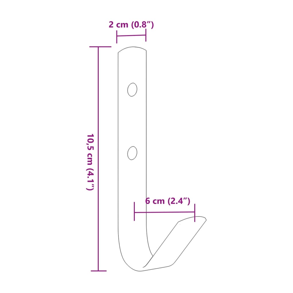 Wall Hooks J Shape 12 pcs Black Steel
