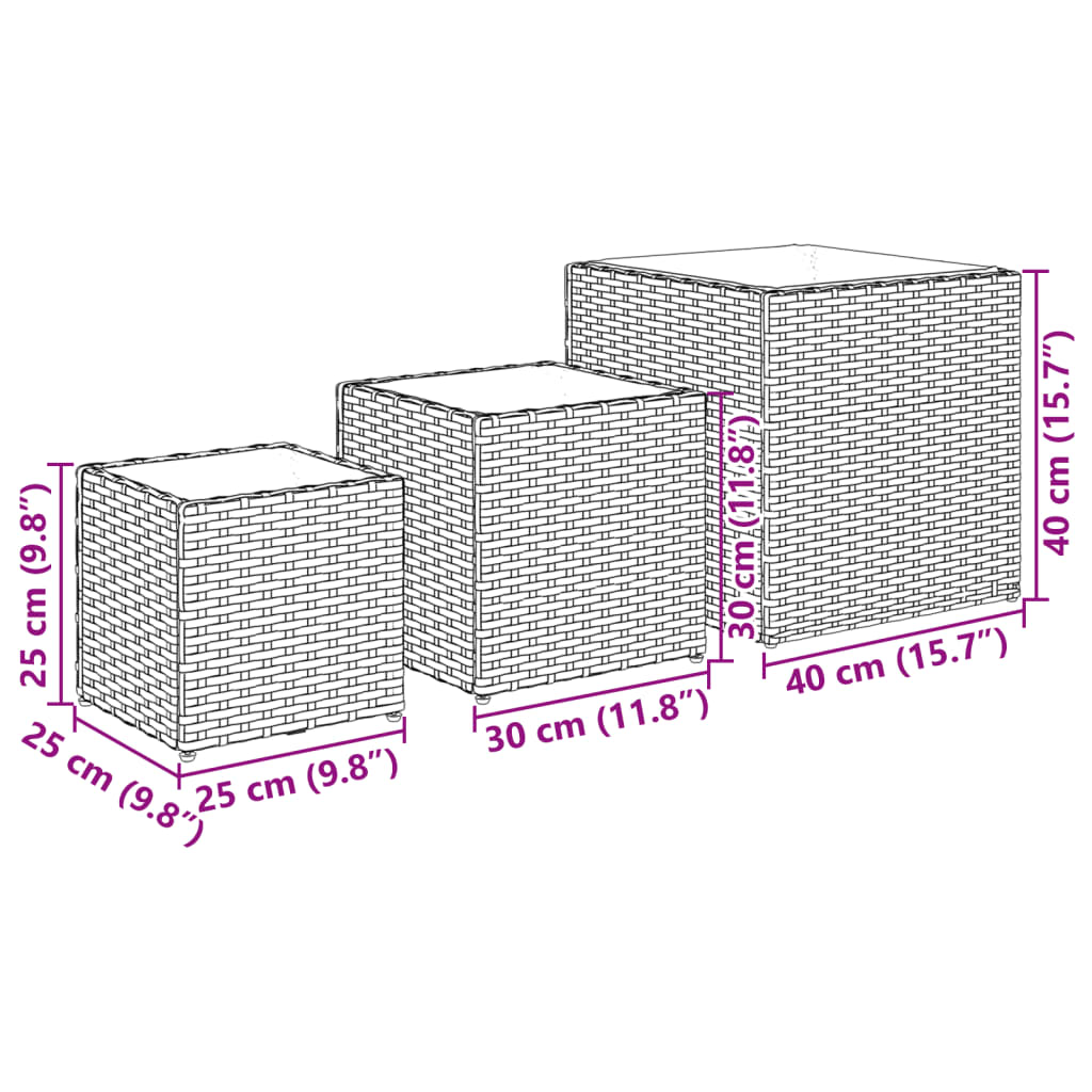 Garden Planters 3 pcs Grey Poly Rattan