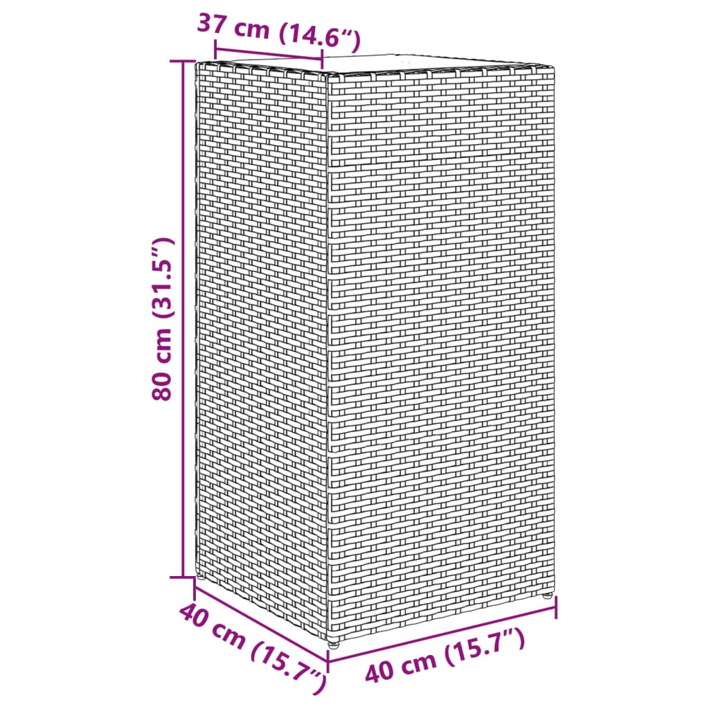 Garden Planter Brown 40x40x80 cm Poly Rattan