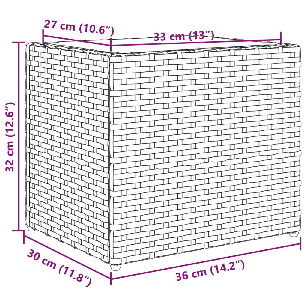 Garden Planter Brown 36x30x32 cm Poly Rattan