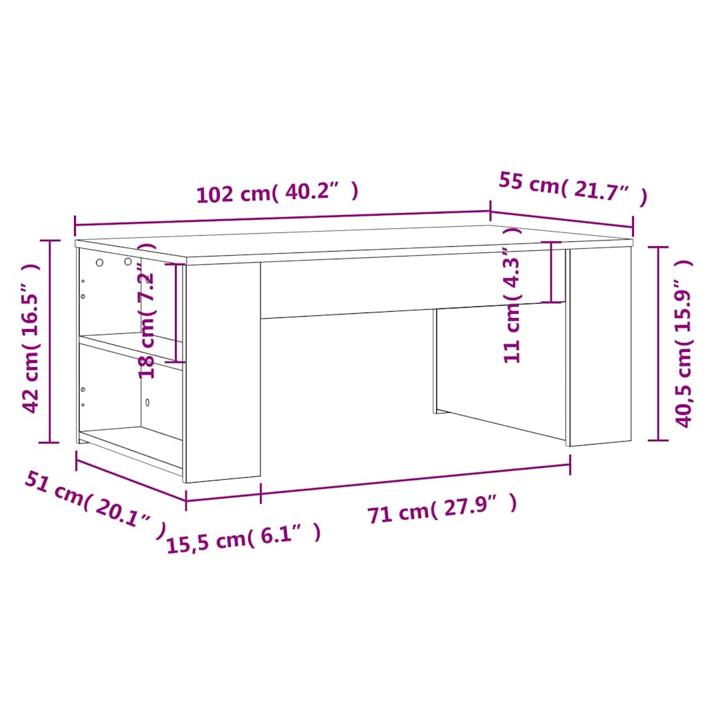 Coffee Table | Black | Engineered wood | Small coffee table
