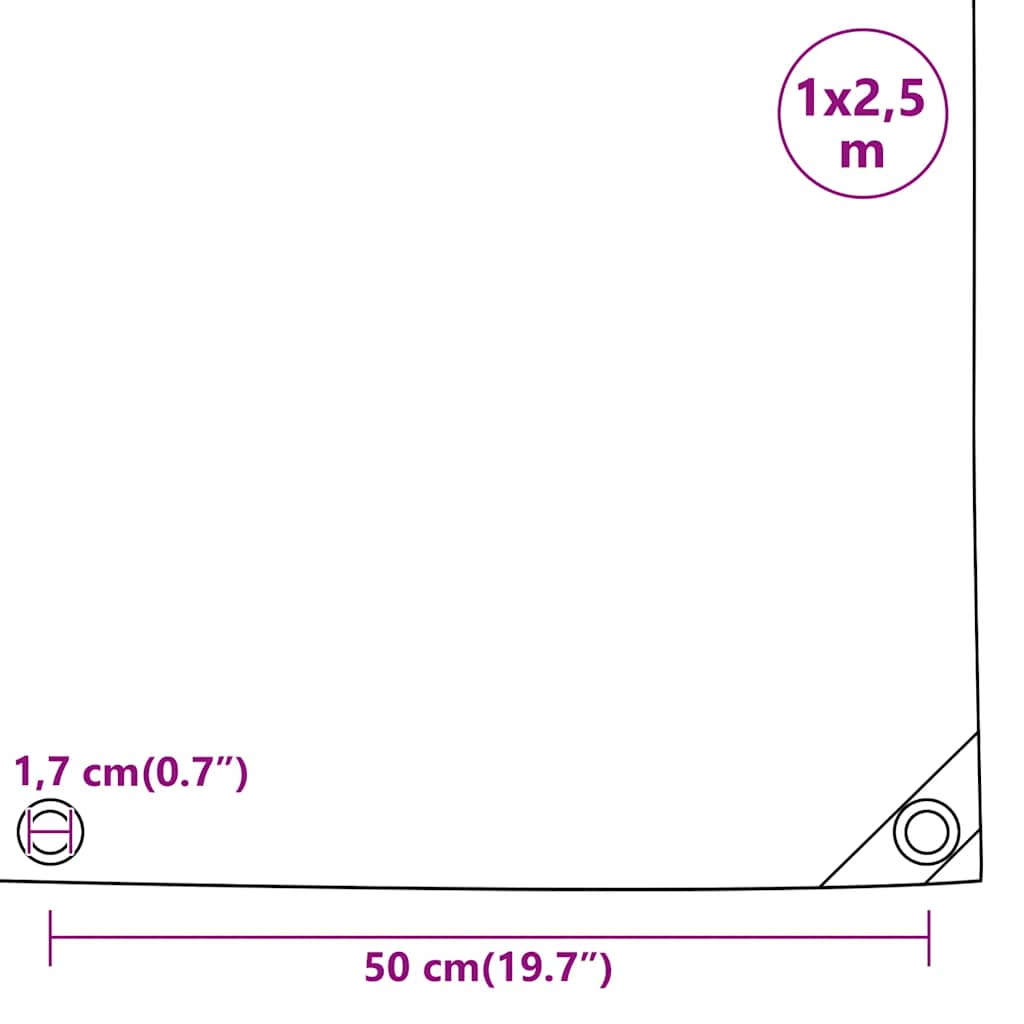 Tarpaulin Grey 1x2,5 m 650 g/m²