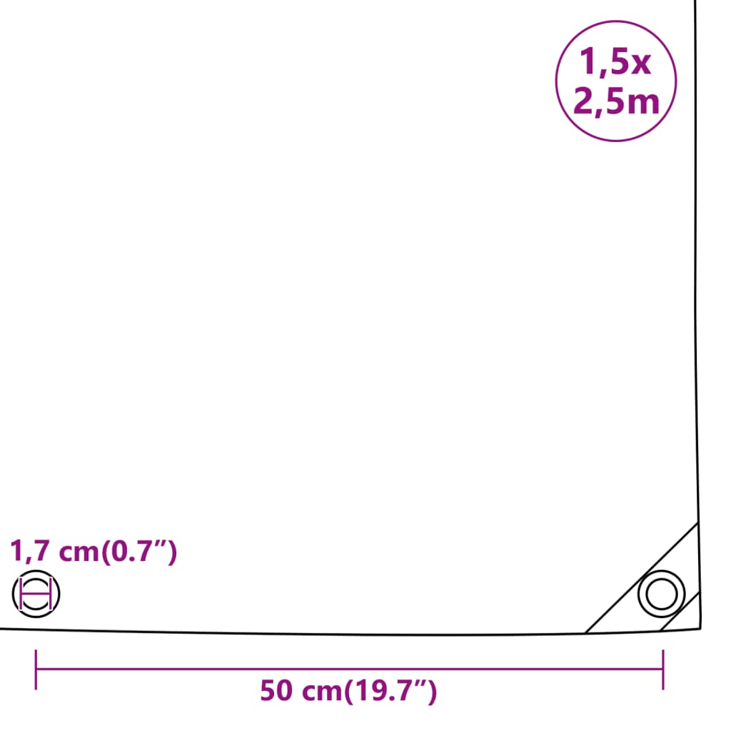 Tarpaulin Grey 1,5x2,5 m 650 g/m²