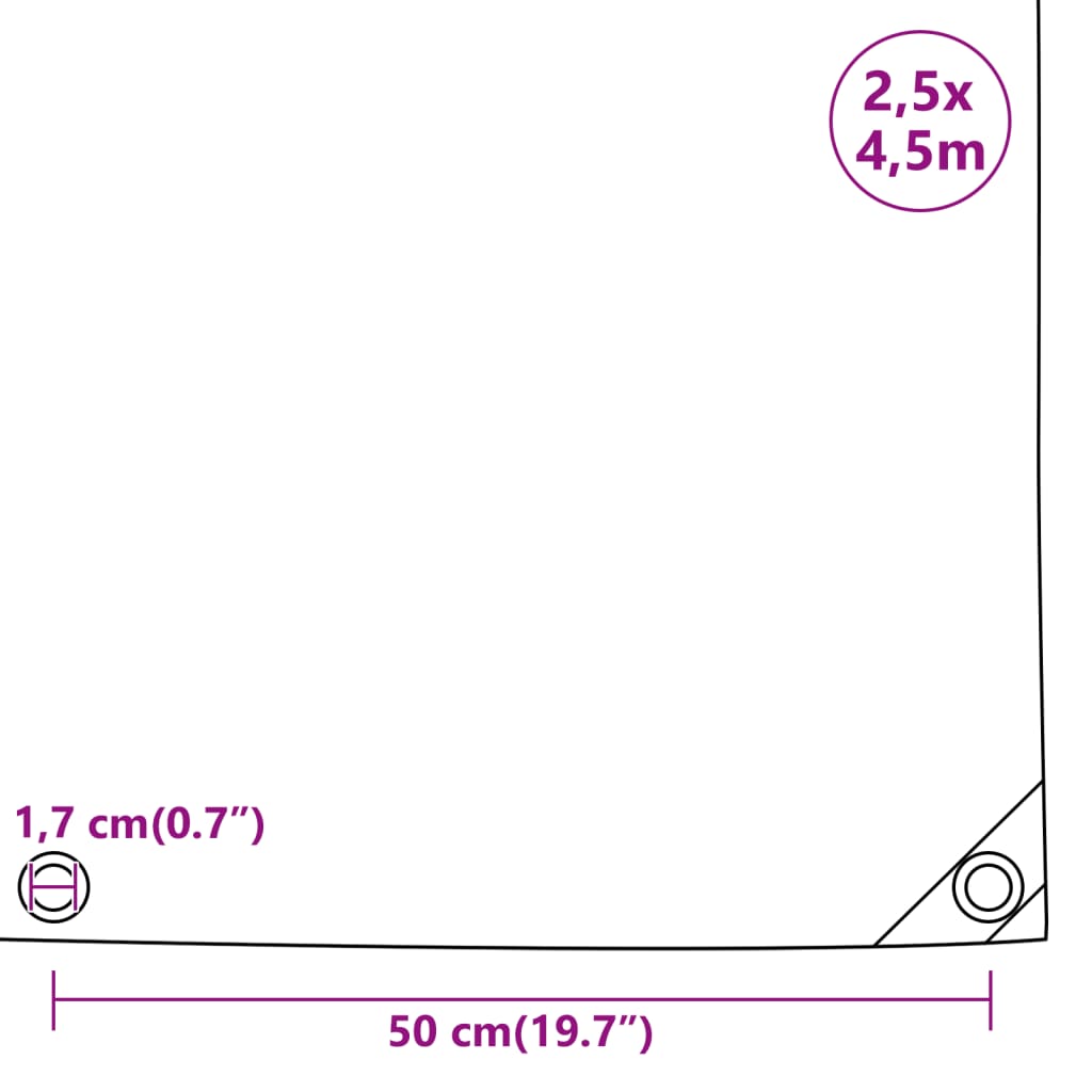 Tarpaulin Grey 2,5x4,5 m 650 g/m²