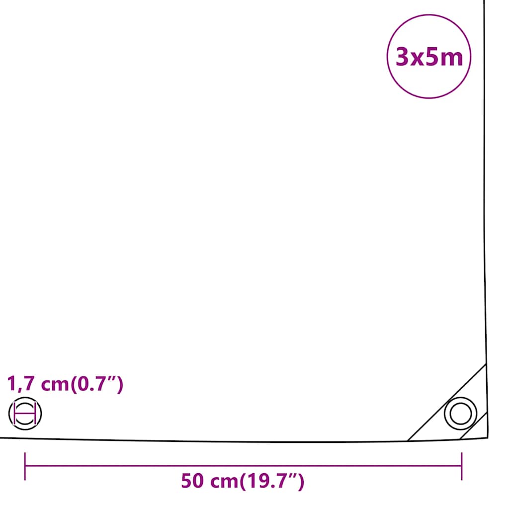 Tarpaulin Anthracite 3x5 m 650 g/m²