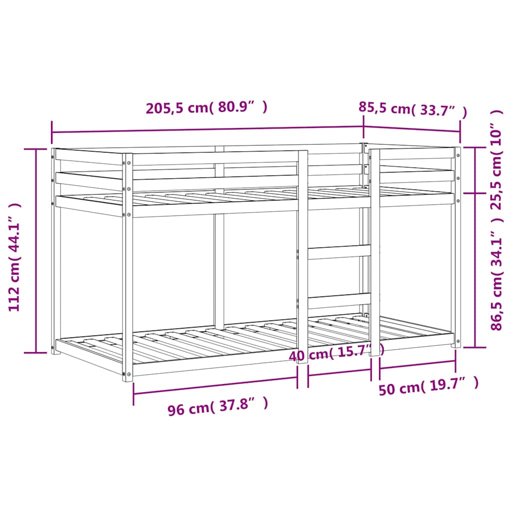 Bunk Bed without Mattress Wax Brown 80x200 cm Solid Wood Pine