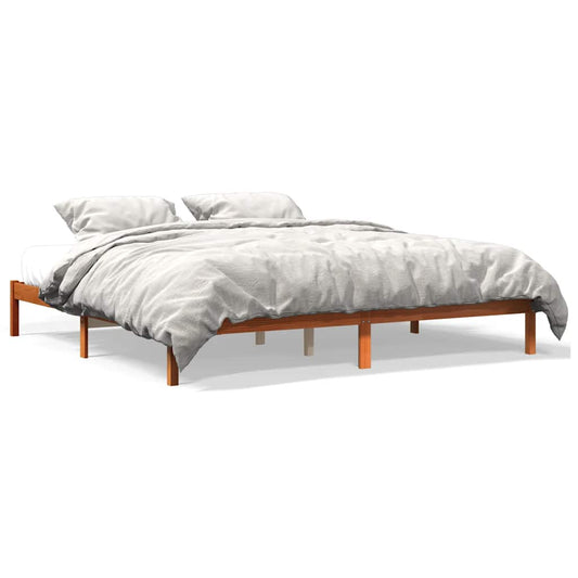 Bed Frame without Mattress Wax Brown 200x200 cm Solid Wood Pine