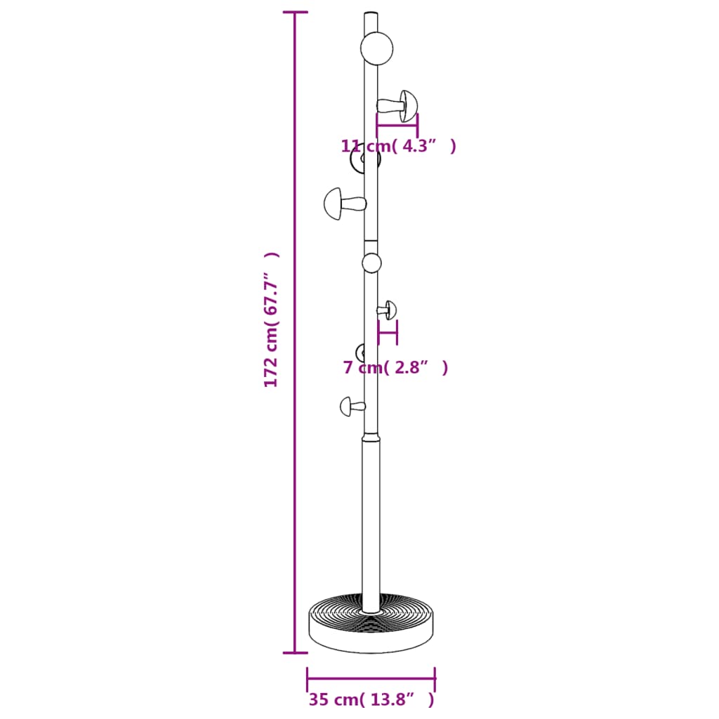 Coat Stand White 172 cm Powder-coated Iron