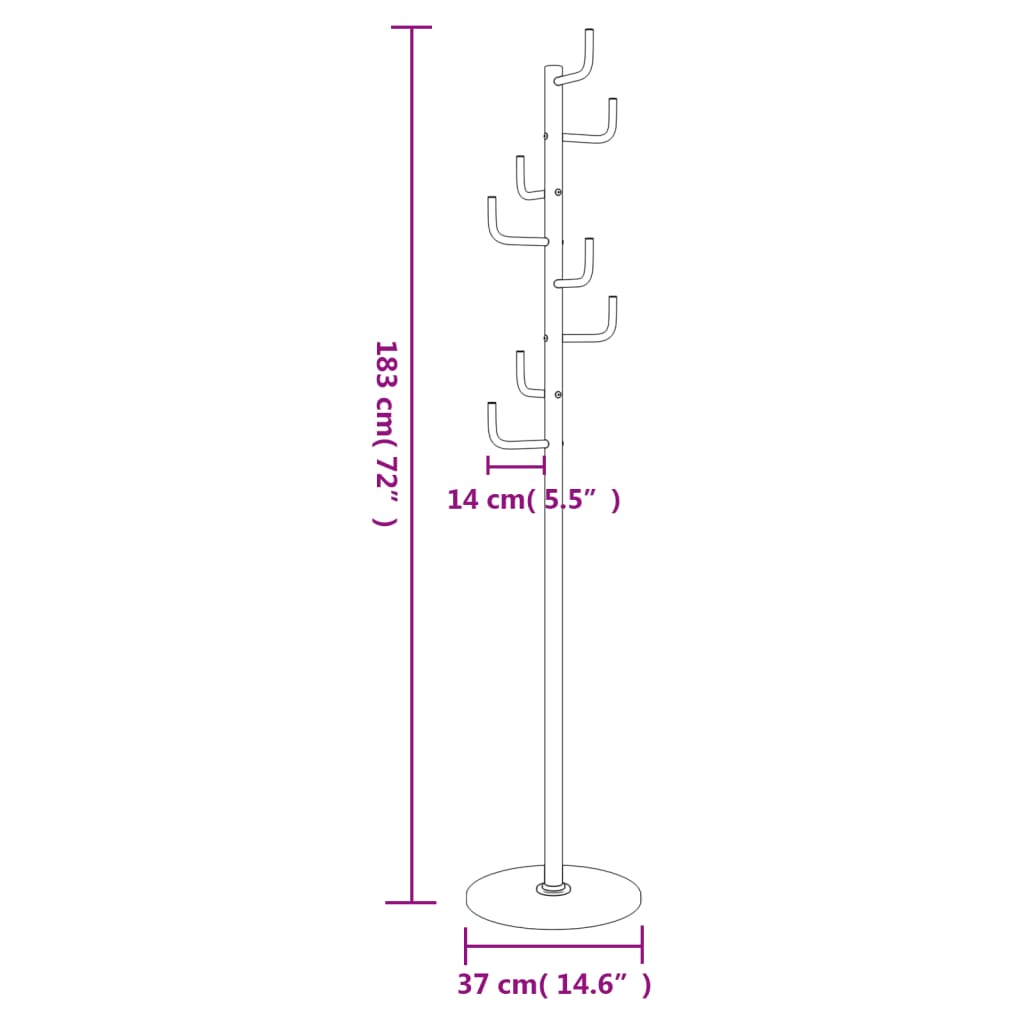 Coat Stand White 183 cm Powder-coated Iron