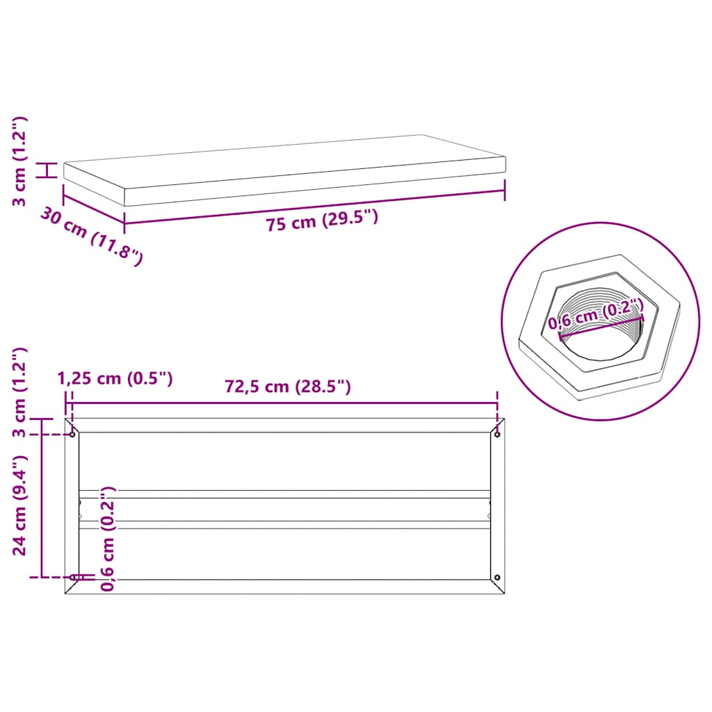 Wall Shelves 2 pcs 75x30 cm Silver Stainless Steel
