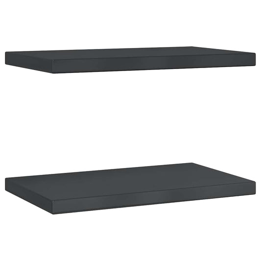 Wall Shelves 2 pcs 50x30 cm Black Stainless Steel