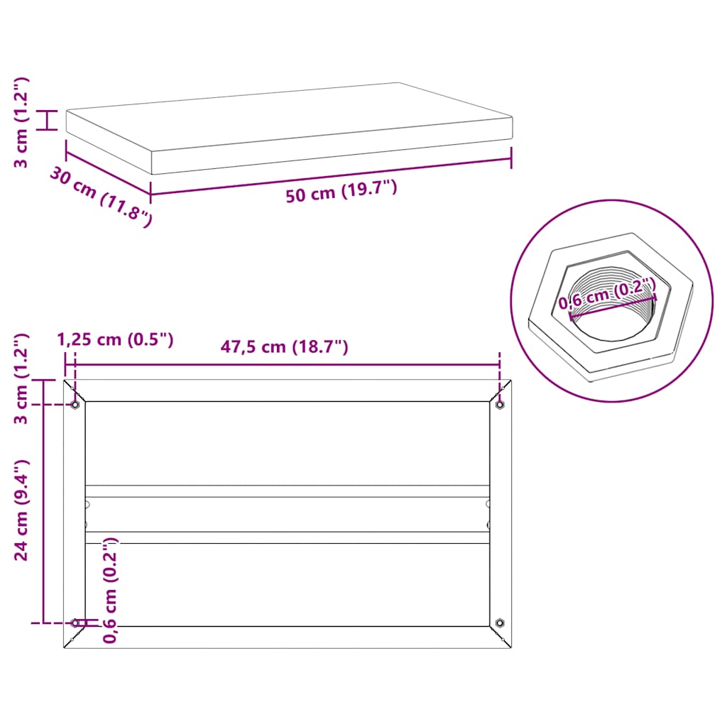 Wall Shelves 2 pcs 50x30 cm Black Stainless Steel