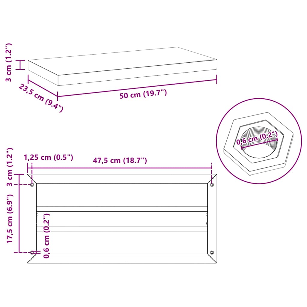 Wall Shelves 2 pcs 50x23.5 cm Black Stainless Steel