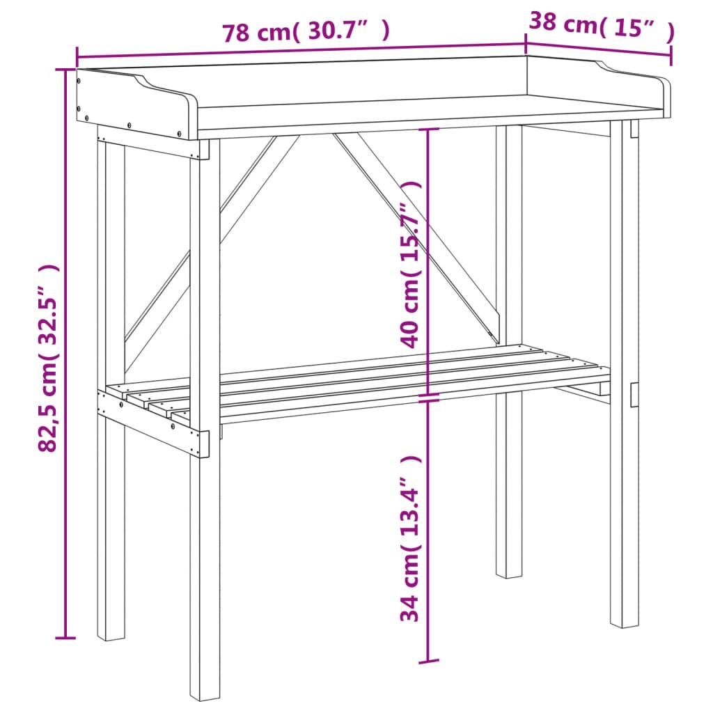 Plant Table with Shelf 78x38x82.5 cm Solid Wood Fir
