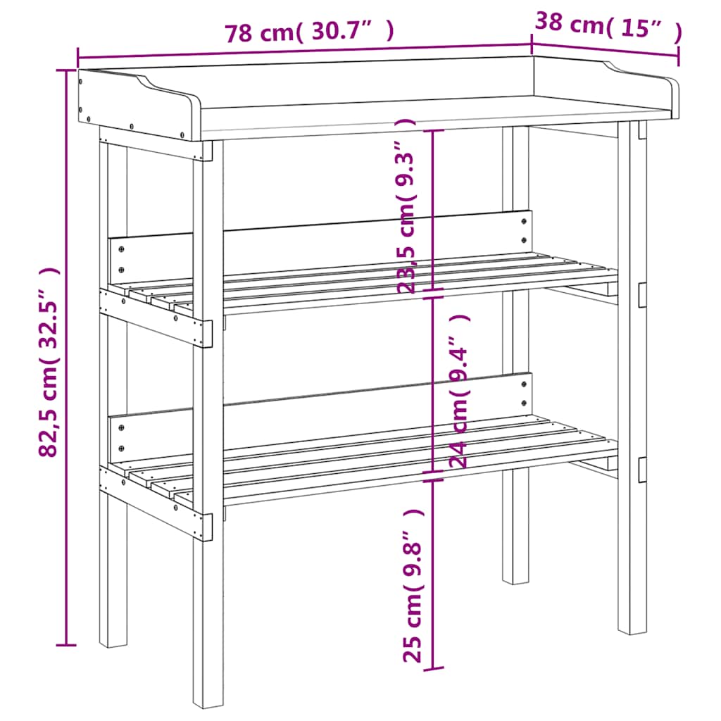 Plant Table with Shelves Brown 78x38x82.5 cm Solid Wood Fir