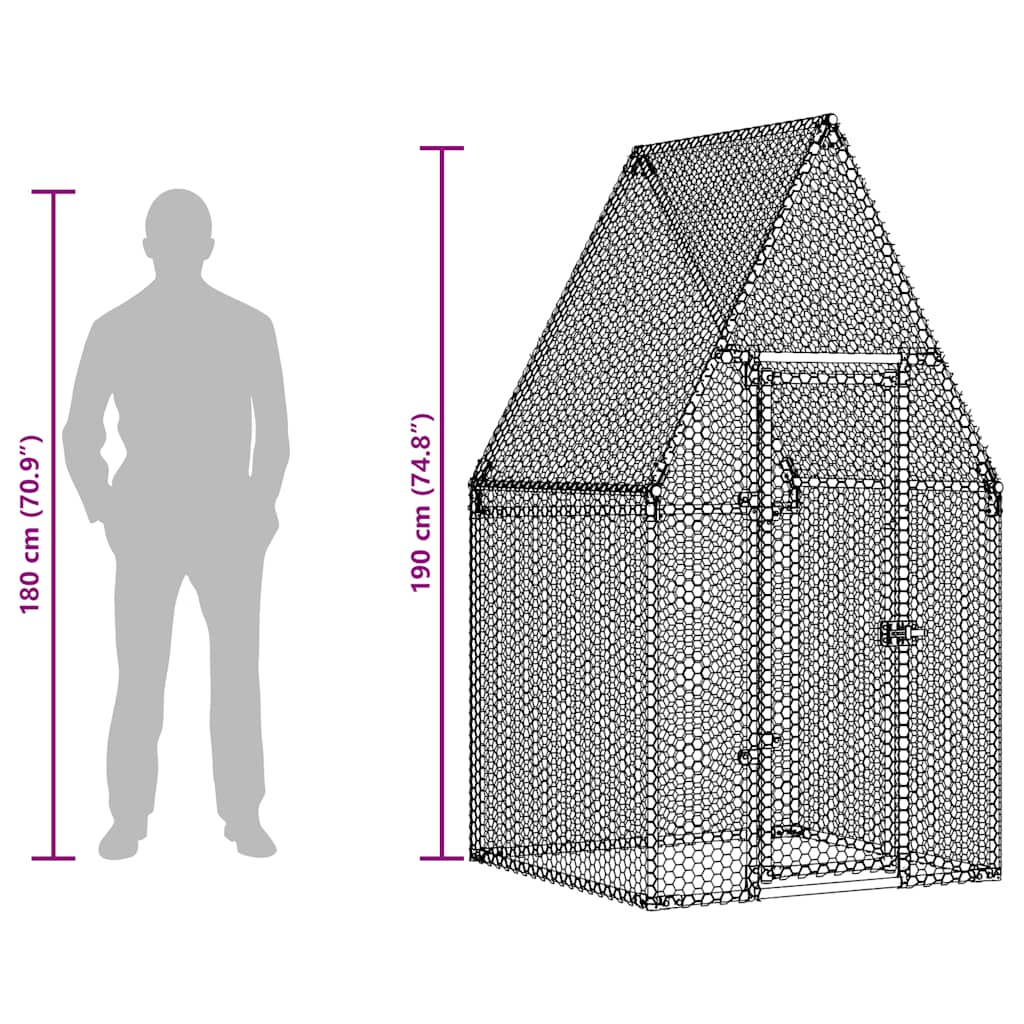 Chicken Cage Silver 100x100x190 cm Galvanised Steel