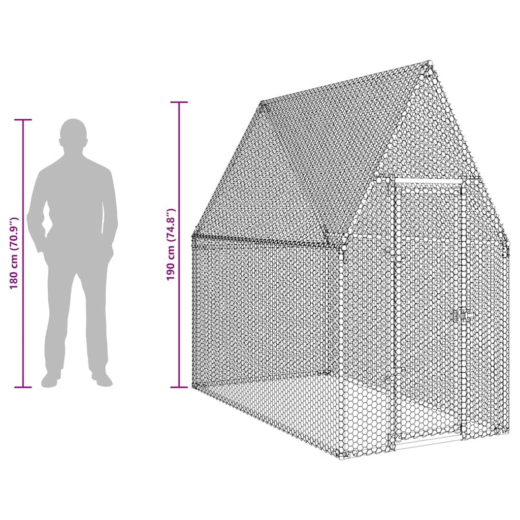 Chicken Cage Silver 200x100x190 cm Galvanised Steel