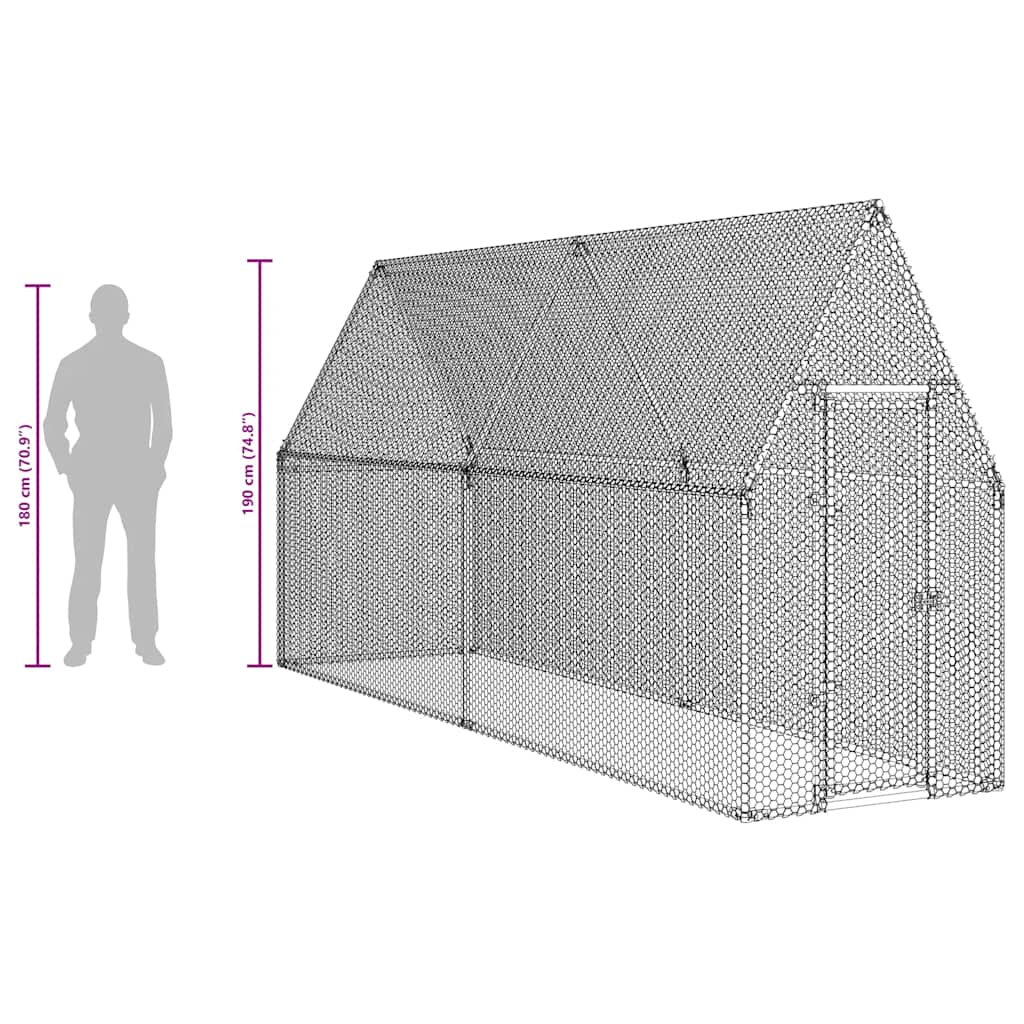 Chicken Cage Silver 400x100x190 cm Galvanised Steel