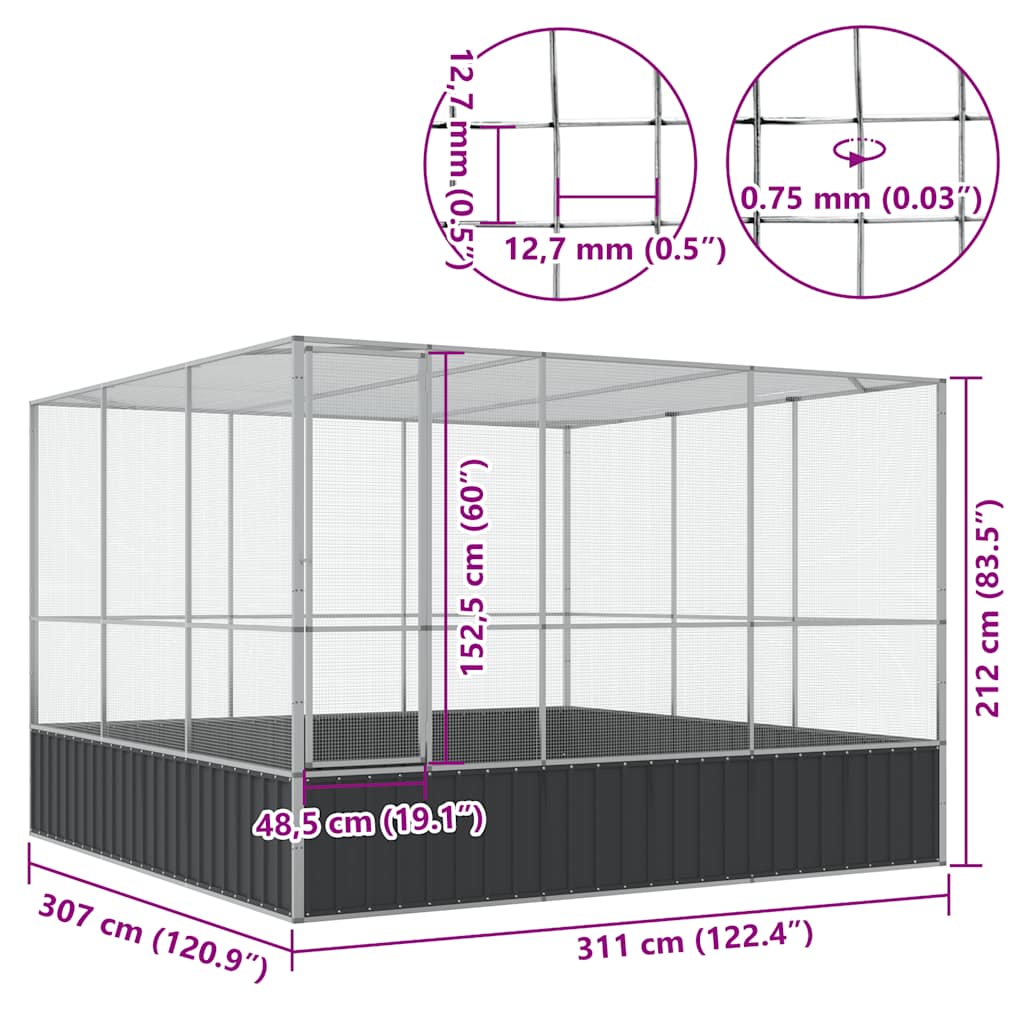 Aviary Silver and Anthracite Galvanized steel, steel Large Locks