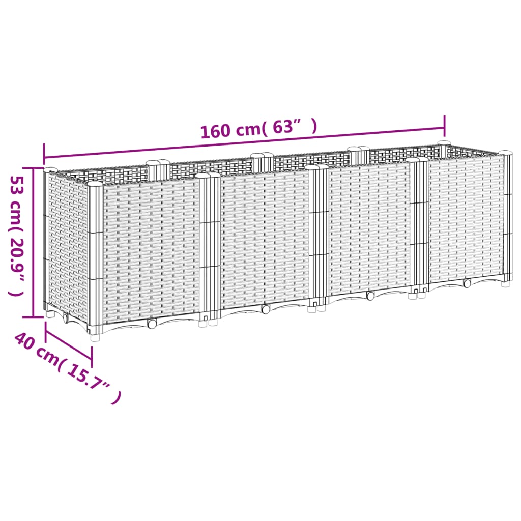 Garden Planter Black 160x40x53 cm PP