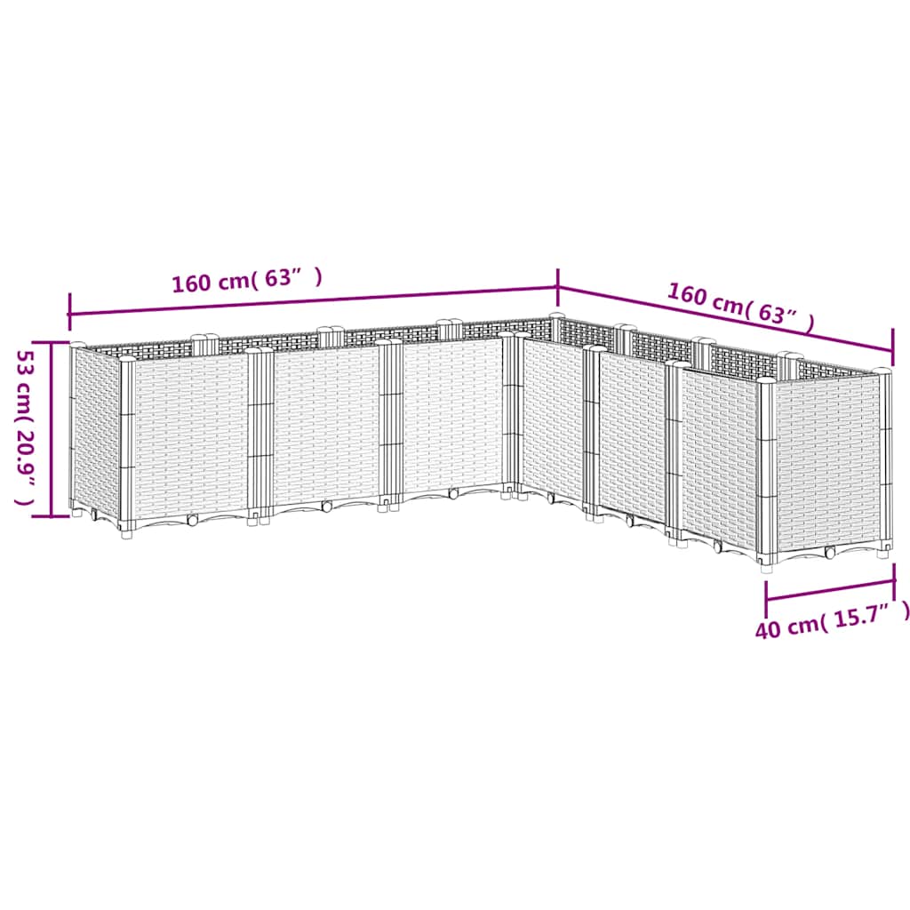 Garden Planter Blue Grey 160x160x53 cm PP