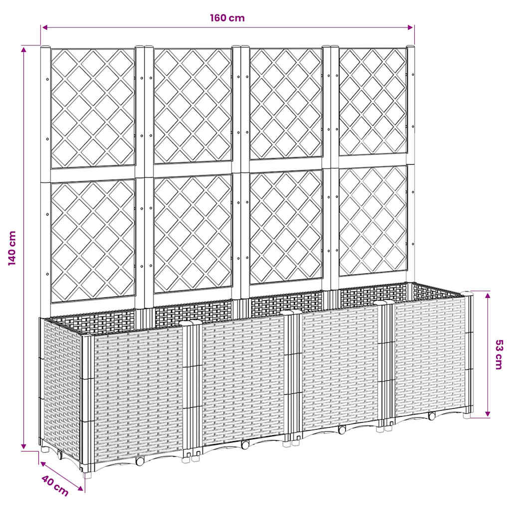 Garden Planter with Trellis Brown 160x40x140 cm PP