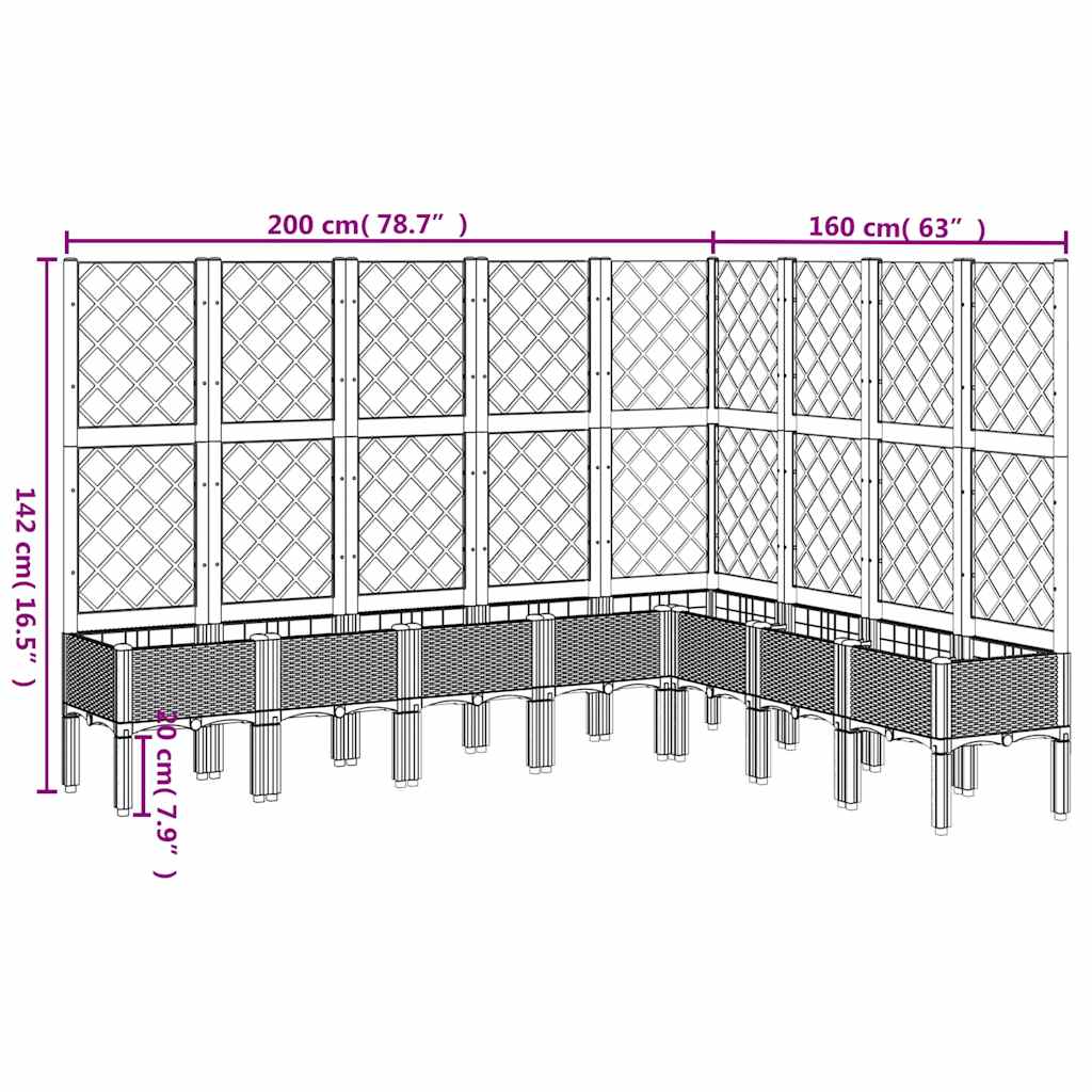 Garden Planter with Trellis Blue Grey 200x160x142 cm PP