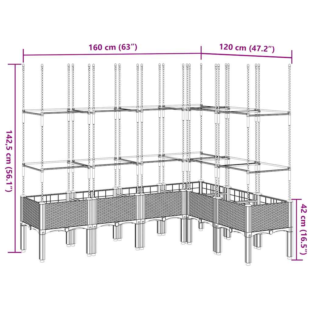 Garden Planter with Trellis Black 160x120x142.5 cm PP
