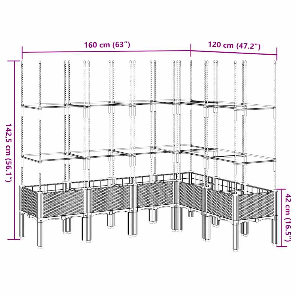 Garden Planter with Trellis Brown 160x120x142.5 cm PP
