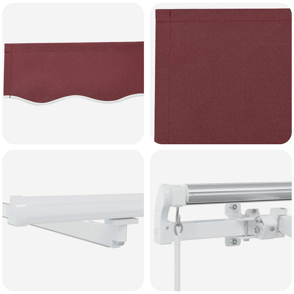Retractable Awning Burgundy 500 x 300 cm Fabric and Aluminium