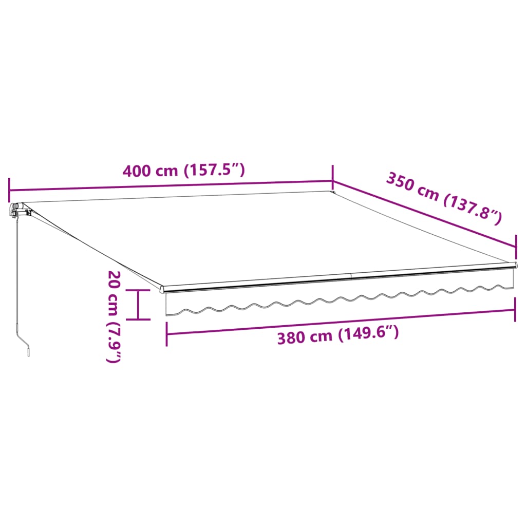 Retractable Awning Burgundy 400 x 350 cm Fabric and Aluminium