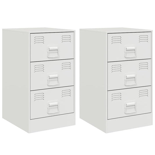 Bedside Cabinets 2 pcs White 34.5x39x62 cm Steel