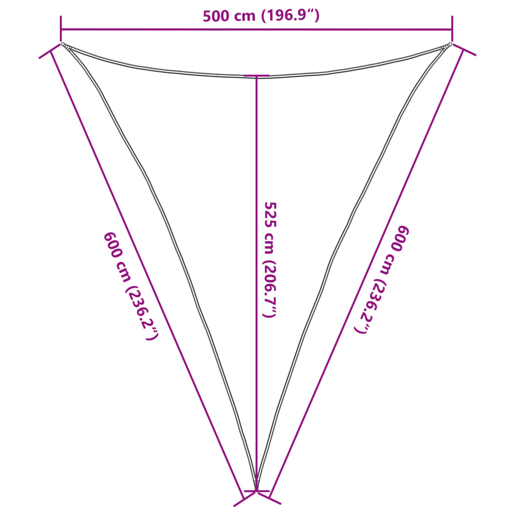Sun Shade Sail Light Grey 5x6x6 m 100% Polyester Oxford