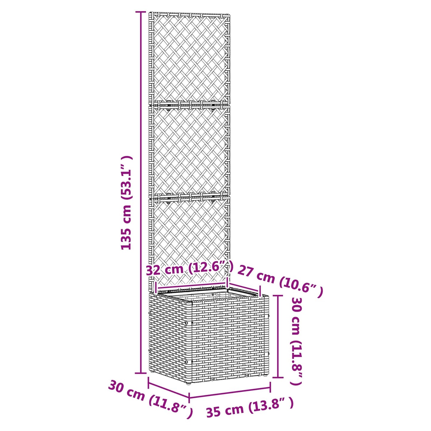 Garden Trellis Planter Brown 35 x 30 x 135 cm Metal